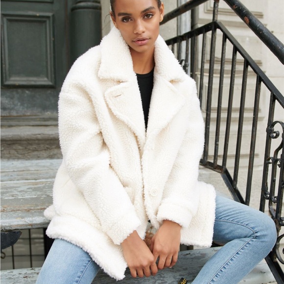 Garage Jackets & Blazers - Cream Oversized Sherpa Jacket